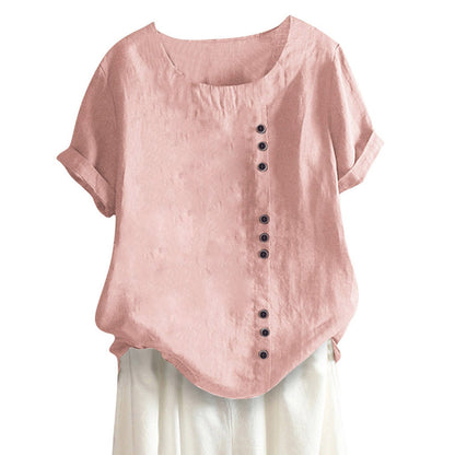 [Lato 2025, nowy styl] Uniwersalny, swobodny T-shirt z bawełny i lnu