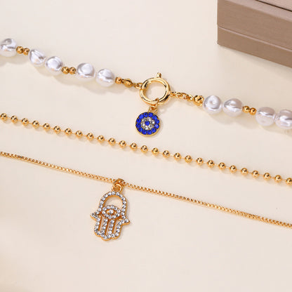 [Nowy produkt modowy] Naszyjnik wielowarstwowy z pereł i diamentów